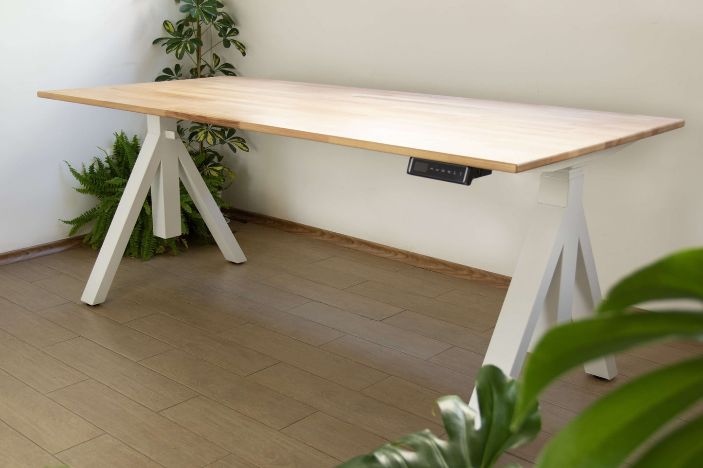 Architect desk white with natural tabletop