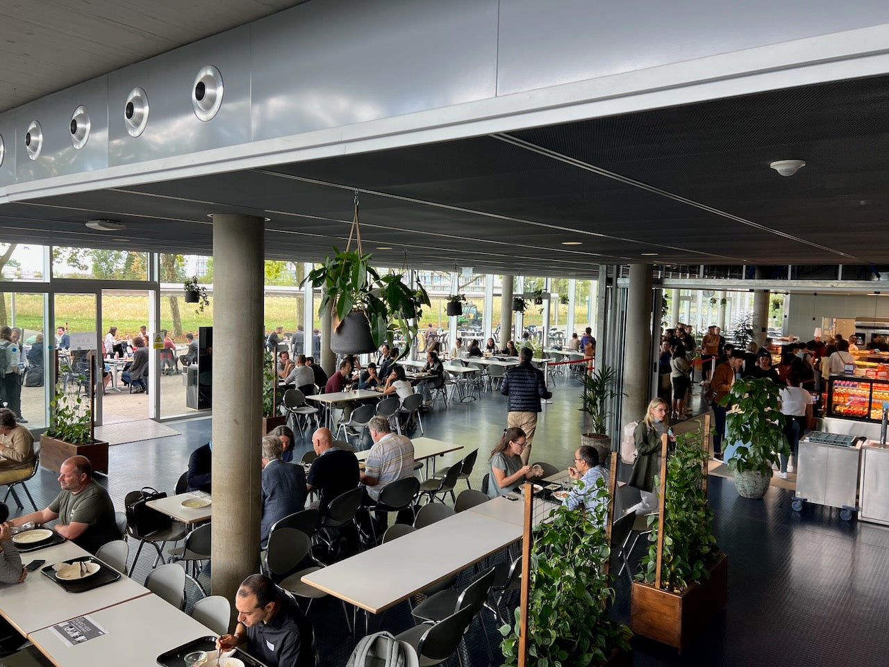 A university restaurant with people